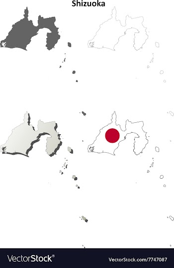 Shizuoka blank outline map set vector image