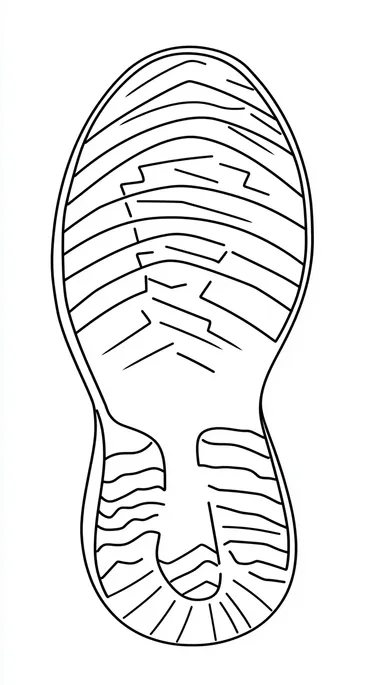 Shoe sole line drawing, flat view design, minimalist Art Deco style Shoe sole line drawing, flat view design, minimalist Art Deco style