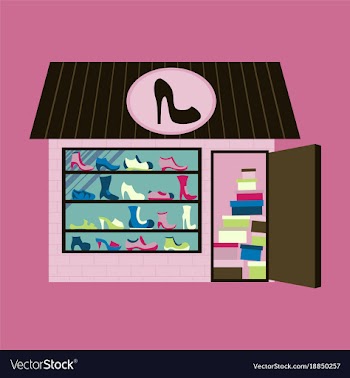 Shoes store building vector image