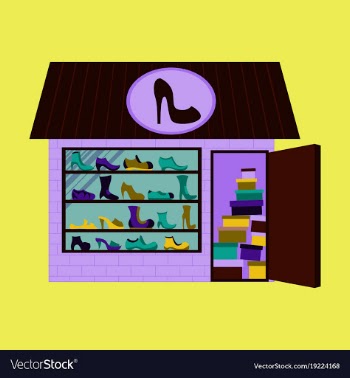 Shoes store building vector image