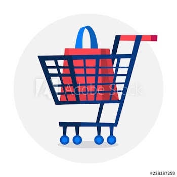 Shop cart in supermarket for the product