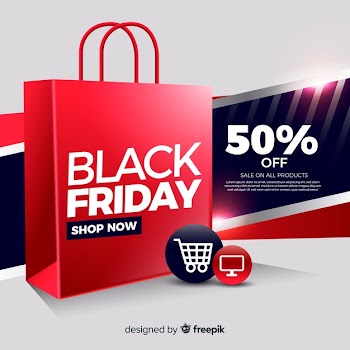 Shop now black friday banner Free Vector