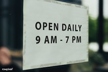 Shop open hours signboard on a window | Free stock psd mockup - 534712