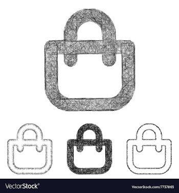 Shopping bag icon set - sketch line art vector image