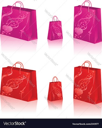 Shopping bags with hearts vector image