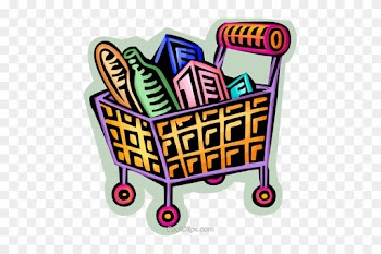 Shopping Cart Filled With Food Royalty Free Vector - Shopping For Food Cartoon