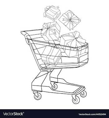 shopping cart full of gift boxes