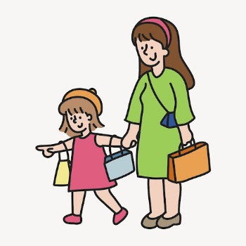 Shopping collage element, mother & | Free Vector - rawpixel