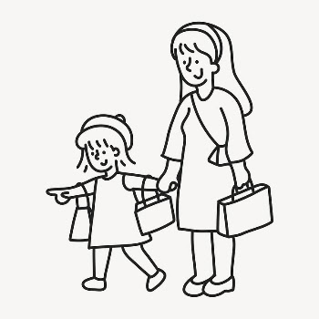 Shopping doodle clipart, mother & | Free Vector Illustration - rawpixel