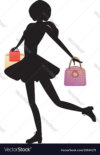 Shopping Girl with Bags Silhouette vector image