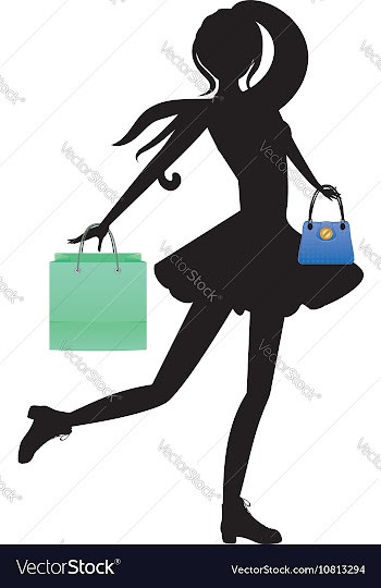Shopping Girl with Bags Silhouette2 vector image