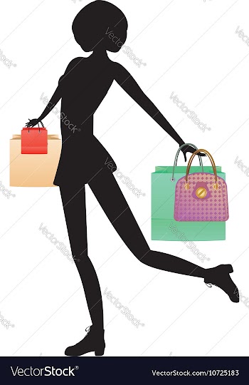 Shopping Girl with Bags Silhouette3 vector image