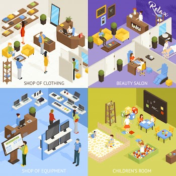 Shopping mall isometric design concept Free Vector