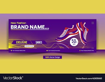 shopping shoes facebook cover web banner design