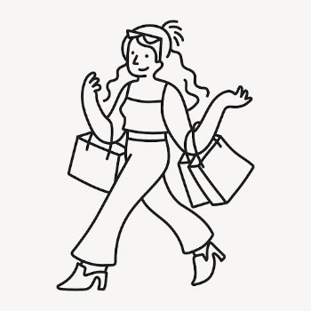 Shopping woman clipart, hobby line | Free Vector Illustration - rawpixel