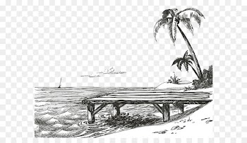 Shore Drawing Beach Sketch - Free palm sea sketch pull material 