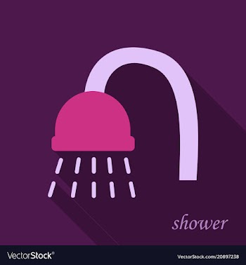 Shower head with water drops flowing isolated vector image
