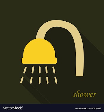 Shower head with water drops flowing isolated vector image