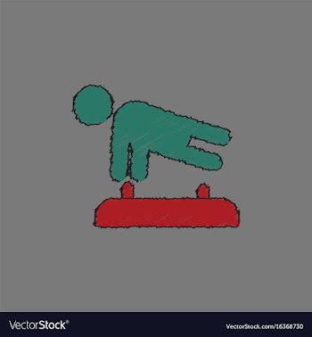 Shows a gymnast performing acrobatic movements vector image