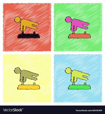 Shows a gymnast performing acrobatic movements vector image