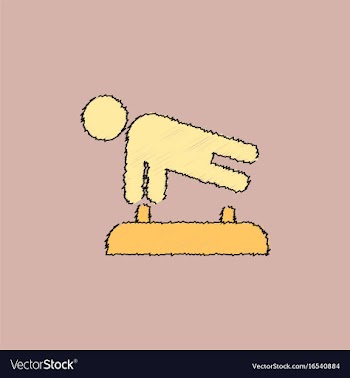 Shows a gymnast performing acrobatic movements vector image