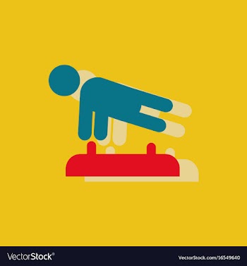 Shows a gymnast performing acrobatic movements vector image