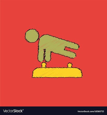 Shows a gymnast performing acrobatic movements vector image