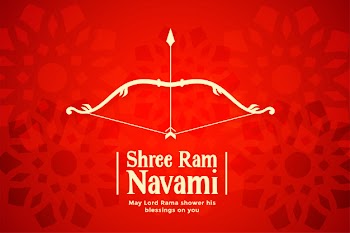 Shree ram navami red bow and arrow background Free Vector