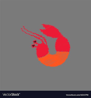 Shrimp in hatching style vector image