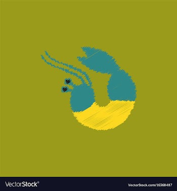 Shrimp in hatching style vector image
