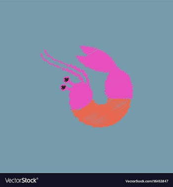 Shrimp in hatching style vector image