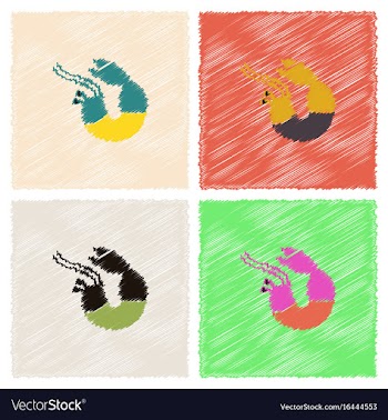 Shrimp in hatching style vector image