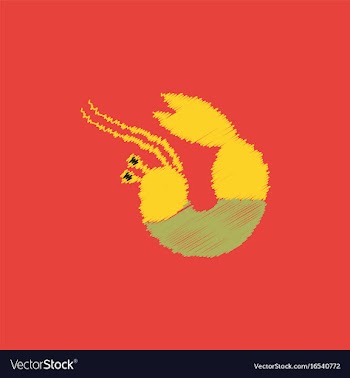 Shrimp in hatching style vector image