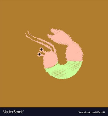 Shrimp in hatching style vector image