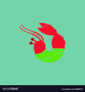 Shrimp in hatching style vector image