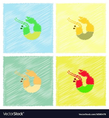 Shrimp in hatching style vector image