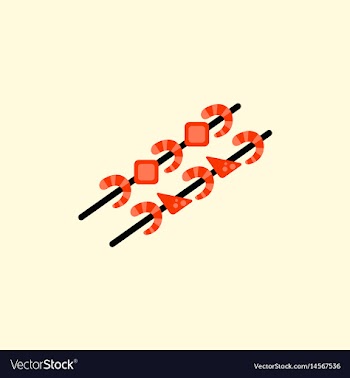 Shrimp on wood stick grilled shrimp skewers vector image
