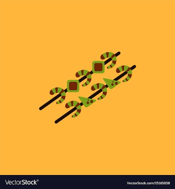 Shrimp on wood stick grilled shrimp skewers vector image