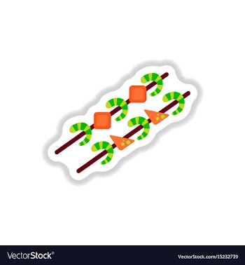 Shrimp on wood stick grilled shrimp skewers vector image