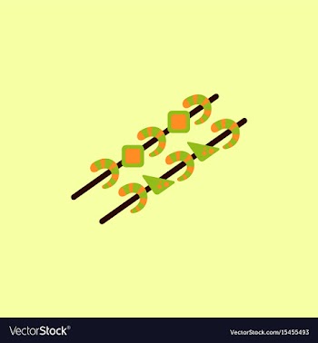 Shrimp on wood stick grilled shrimp skewers vector image