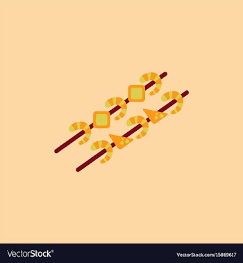 Shrimp on wood stick grilled shrimp skewers vector image