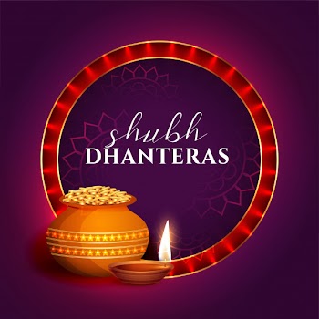 Shubh dhanteras festival card decorative Free Vector