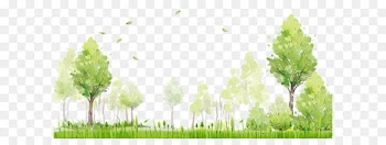 Shulin District Poster Watercolor painting - Painted green landscape background 