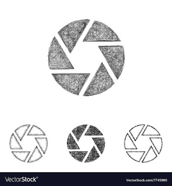 Shutter icon set - sketch line art vector image