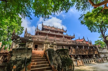 Shwenandaw Kyaung Monastery or Golden Palace Monastery, located near Mandalay Hill, Mandalay Region, Myanmar 