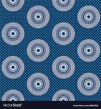 shweshwe blue white circle