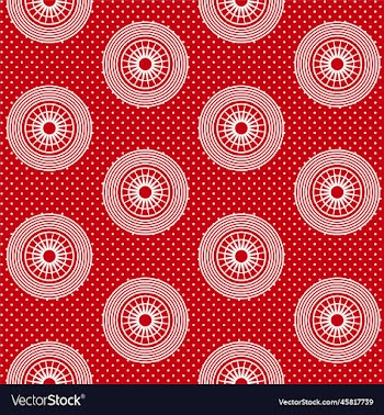 shweshwe red white circle