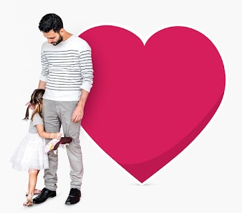 Shy daughter hiding behind her father | Free stock psd mockup - 490729