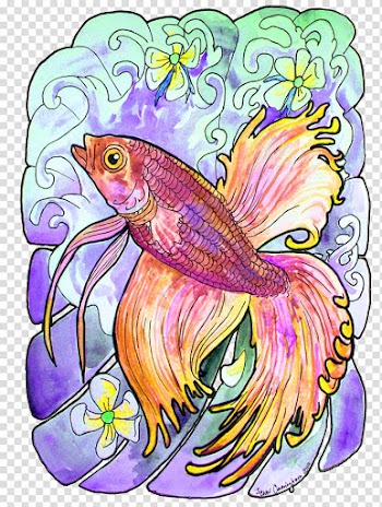 Siamese fighting fish Angelfish Watercolor painting , koi transparent background PNG clipart
