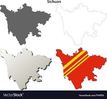 Sichuan blank outline map set vector image
